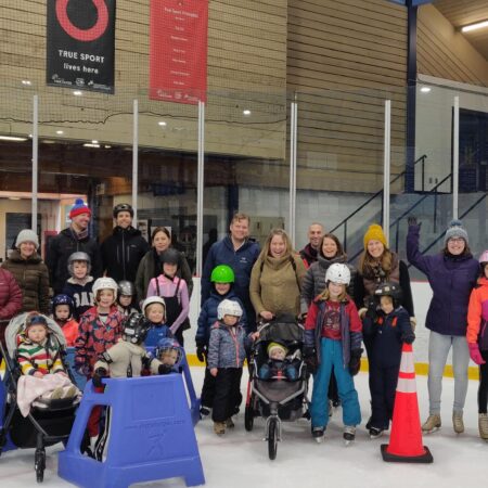 family ice skating event at indoor rink